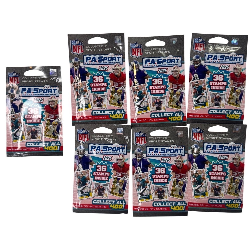 7 Pack Lot 2025 NFL PA Sport Collectible Sport Stamps Party Sealed 252 Total